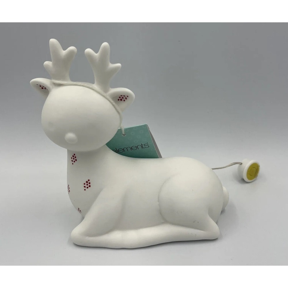 Elements Ceramic LED Fawn Deer Christmas Holiday Figurine 7" White Red Dots